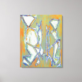 Abstract Boho Chic Paar Kleurrijk Sinaasappel Wit Canvas Afdruk