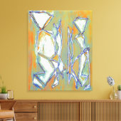 Abstract Boho Chic Paar Kleurrijk Sinaasappel Wit Canvas Afdruk (Insitu (Woonkamer))