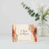 Abstract Boho floral Waterverf Warm Kleuren Script Visitekaartje (Staand voorkant)
