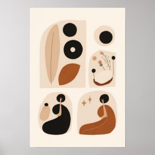 Abstract Boho Galerij Wand Set | Minimalistische V Poster (Voorkant)
