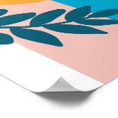 Abstract boho geometrisch booggeel blauw poster (Hoek)