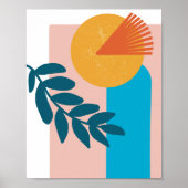 Abstract boho geometrisch booggeel blauw poster (Voorkant)