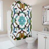 Abstract Boho geometrisch ontwerp 304 Douchegordijn (In situ)