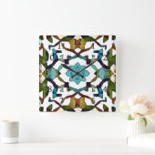 Abstract Boho geometrisch ontwerp 304 Vierkante Klok (Huis)