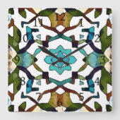 Abstract Boho geometrisch ontwerp 304 Vierkante Klok (Voorkant)