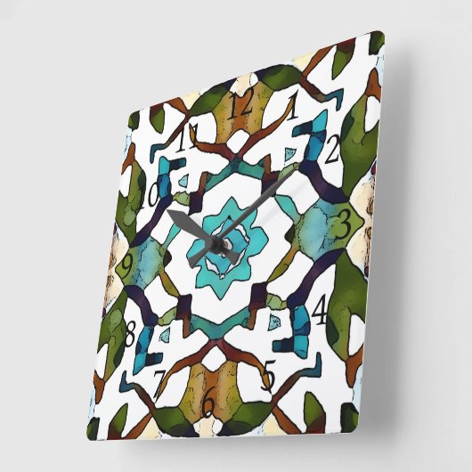 Abstract Boho geometrisch ontwerp 304 Vierkante Klok (Hoek)