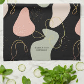 Abstract Boho geometrisch organisch vormpatroon Theedoek (Gevouwen)