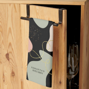 Abstract Boho geometrisch organisch vormpatroon Theedoek