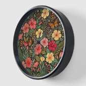 Abstract Boho Hibiscus Vlinders Kunst Klokken (Hoek)