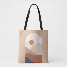 Abstract Boho Landschap, bruinblauwe aarde Canvas  Tote Bag