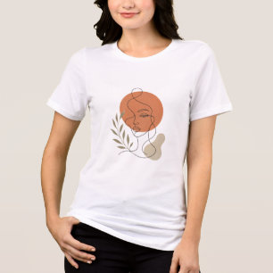 Abstract Boho Lijnkunst Vrouwen Gezicht T-Shirt