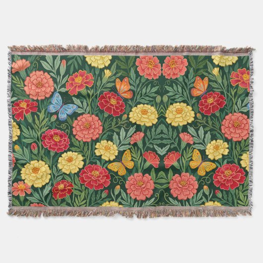 Abstract Boho Marigold Vlinders Dekens Deken (Voorkant)