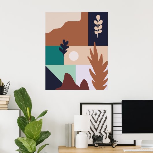 Abstract Boho Natuur Landschap Poster (Thuiskantoor)