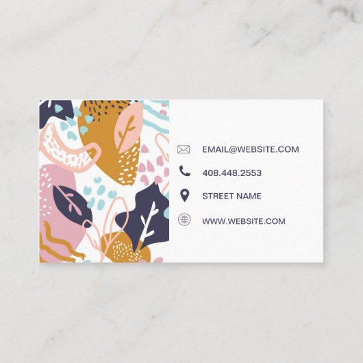 Abstract Boho Patroon Hand getrokken Retro Kleurri Visitekaartje (Achterkant)