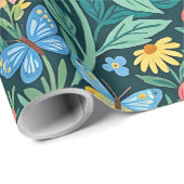 Abstract Boho Pioenrozen Vlinders Inpakpapier (Rol Hoek)