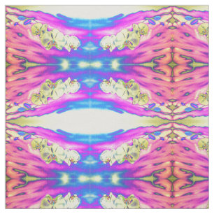 Abstract boho roze oranje blauw paarse orchidee stof