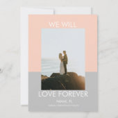 Abstract Boho Script Save the Date Foto Grijs Gede Kaart (Achterkant)
