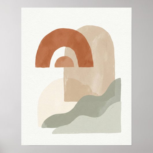 Abstract Boho Sun & Arch Minimalist Geometric Poster (Voorkant)