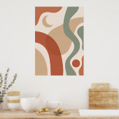 Abstract Boho Terracotta & Sage Mid-Century Kunstp Poster (Keuken)