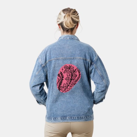 Abstract Boho Verfblob Met Wilde Bloemen Denim Jacket (Model)