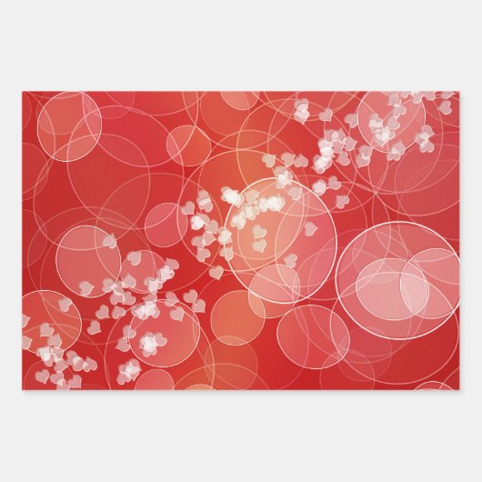 Abstract Bokeh Red Hearts Love Patroon Inpakpapier Vel (Voorkant 3)