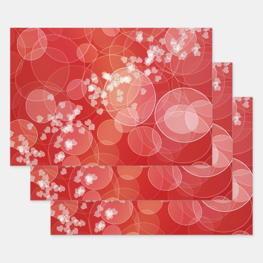 Abstract Bokeh Red Hearts Love Patroon Inpakpapier Vel (Set)