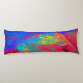 Abstract boomontwerp in rood en blauw lichaamskussen (Achterkant)