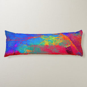 Abstract boomontwerp in rood en blauw lichaamskussen