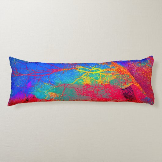 Abstract boomontwerp in rood en blauw lichaamskussen (Voorkant)