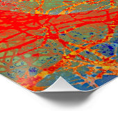 Abstract boomontwerp in rood en blauw perfect poster (Hoek)