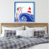 Abstract Boot op Stormachtige Zeeen Nautisch Canvas Afdruk (Insitu (Slaapkamer))