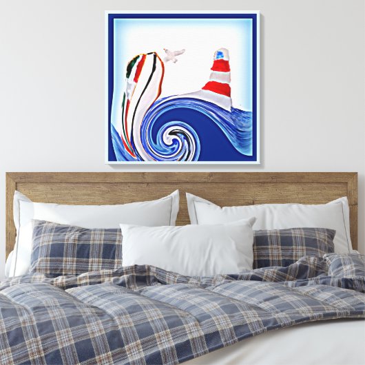 Abstract Boot op Stormachtige Zeeen Nautisch Canvas Afdruk (Insitu (Slaapkamer))