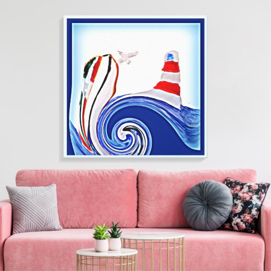 Abstract Boot op Stormachtige Zeeen Nautisch Canvas Afdruk (Insitu (Woonkamer))