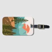 Abstract bos, bergen en zonsopgang bagagelabel (Voorkant (horizontaal))