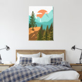 Abstract bos, bergen en zonsopgang canvas afdruk (Insitu (Slaapkamer))