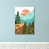 Abstract bos, bergen en zonsopgang canvas afdruk (Insitu (Houten vloer))