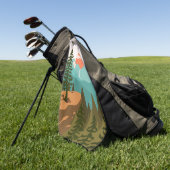 Abstract bos, bergen en zonsopgang golfhanddoek (Groen)