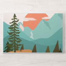 Abstract bos, bergen en zonsopgang