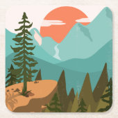 Abstract bos, bergen en zonsopgang kartonnen onderzetters (Voorkant)