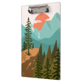 Abstract bos, bergen en zonsopgang klembord (Links)