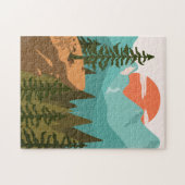 Abstract bos, bergen en zonsopgang legpuzzel (Horizontaal)