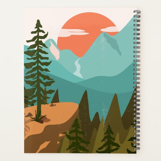 Abstract bos, bergen en zonsopgang planner (Achterkant)