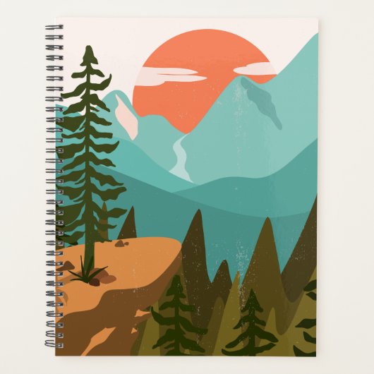 Abstract bos, bergen en zonsopgang planner (Voorkant)