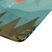 Abstract bos, bergen en zonsopgang snijplank (Hoek)