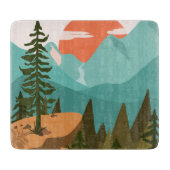 Abstract bos, bergen en zonsopgang snijplank (Voorkant)