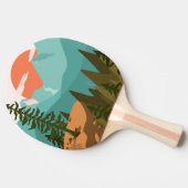 Abstract bos, bergen en zonsopgang tafeltennisbatje (Zijkant)