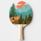 Abstract bos, bergen en zonsopgang tafeltennisbatje (Voorkant)