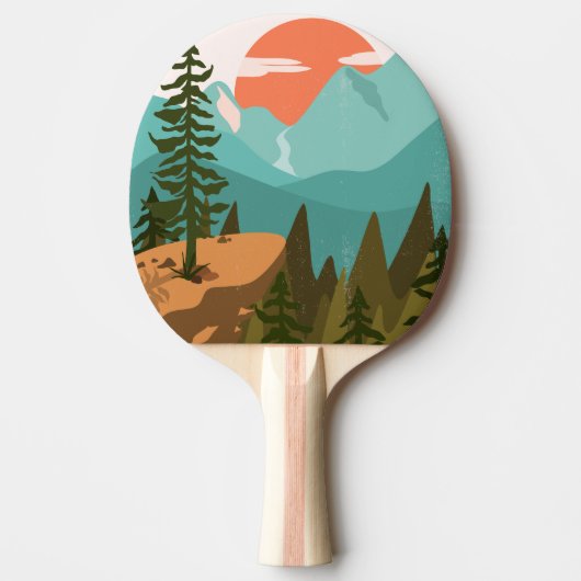 Abstract bos, bergen en zonsopgang tafeltennisbatje (Voorkant)