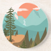 Abstract bos, bergen en zonsopgang zandsteen onderzetter (Voorkant)