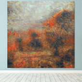Abstract bos in rood - bruin . canvas afdruk (Insitu (Houten vloer))